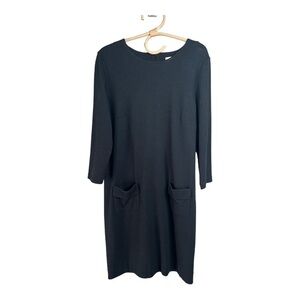 J.Jill Ponte Knit Crew Pullover Patch Pockets Relaxed Shirt Dress in Grey S